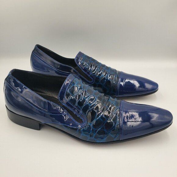 Giovanni Conti Mens blue leather Shoes Blue US 10 EU 43 - Picture 1 of 8